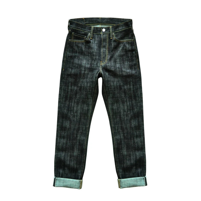 Men 16.8oz Selvedge Raw Denim Jeans Vintage Tapered Fit