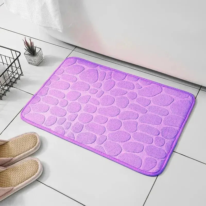 Embossed Microfiber Pebble Floor Mat Anti Slip Bathroom Carpet TAVEN System LLC