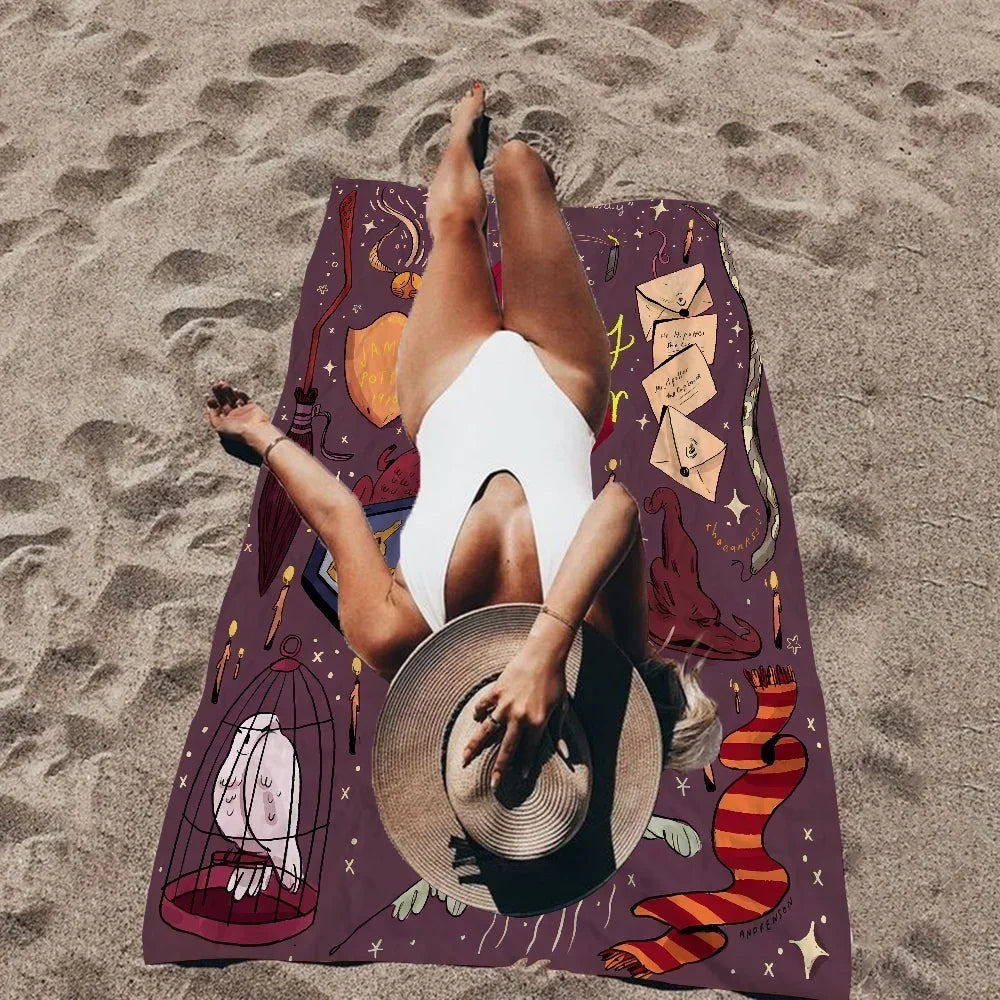 Boys-potter-Harries Logo Beach Towel Cartoon Cute Summer Large Bath Pool Beach Towel Microfiber Absorbent for Swimming Travel TAVEN System LLC