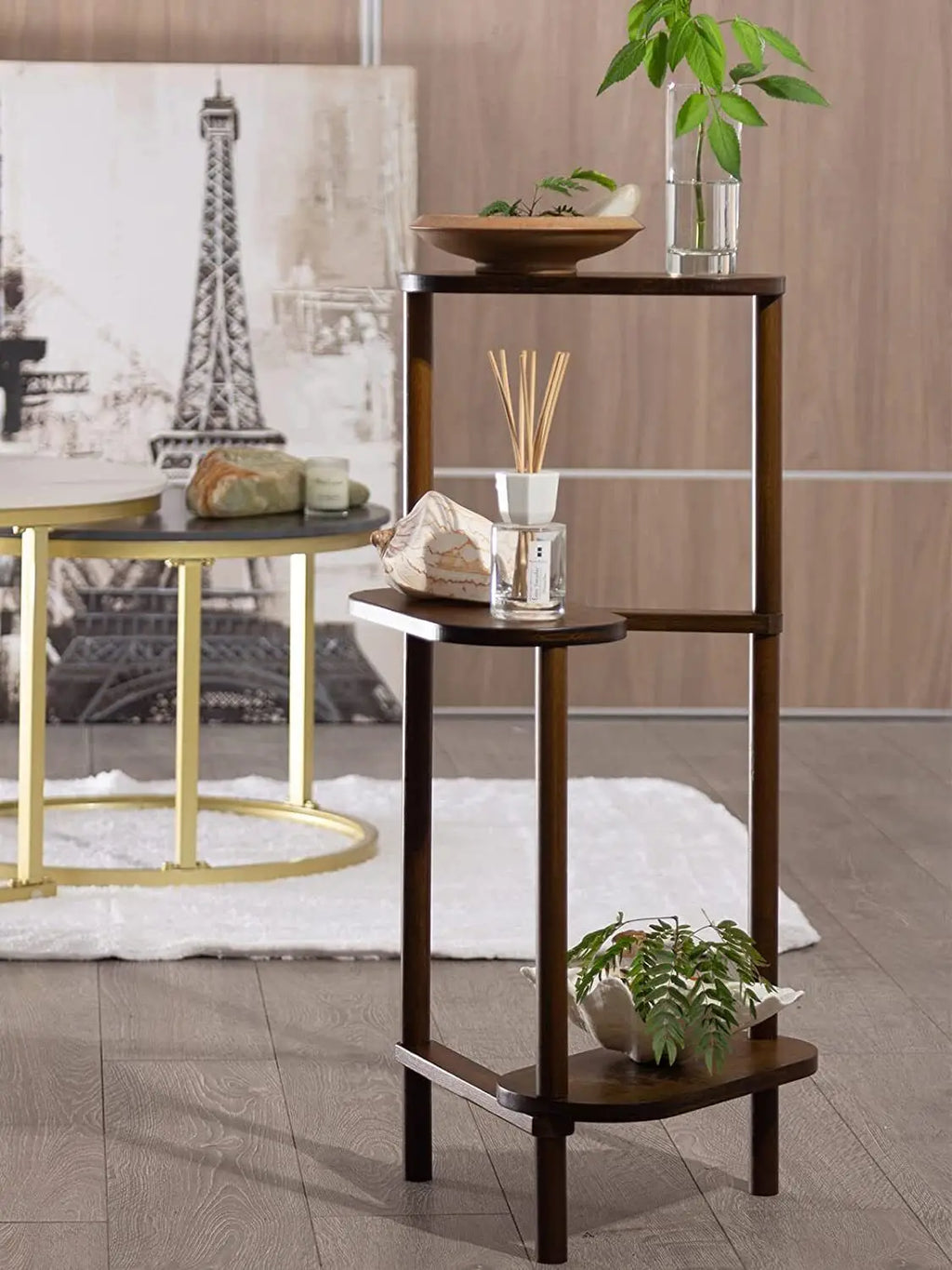 3 tier bamboo corner plant stand for balcony and indoor plants