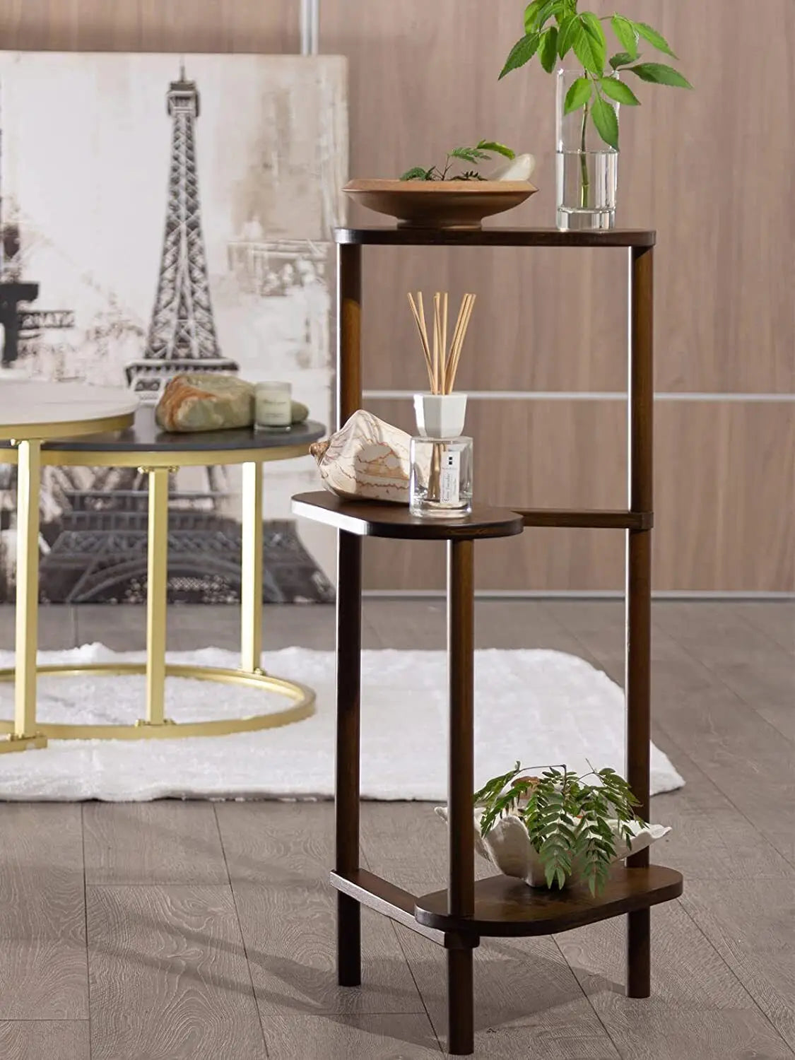 3 tier bamboo corner plant stand for balcony and indoor plants