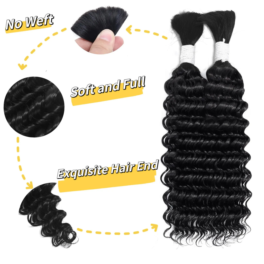 Color: Natural Color, Material Grade: virgin hair, Stretched Length: 24inches, Bulk Buy: 5pcs/lot - Bulk hair braiding Water Wave Bulk 18 inch human hair Boho braids with for knotless box or curly loose wave Taven