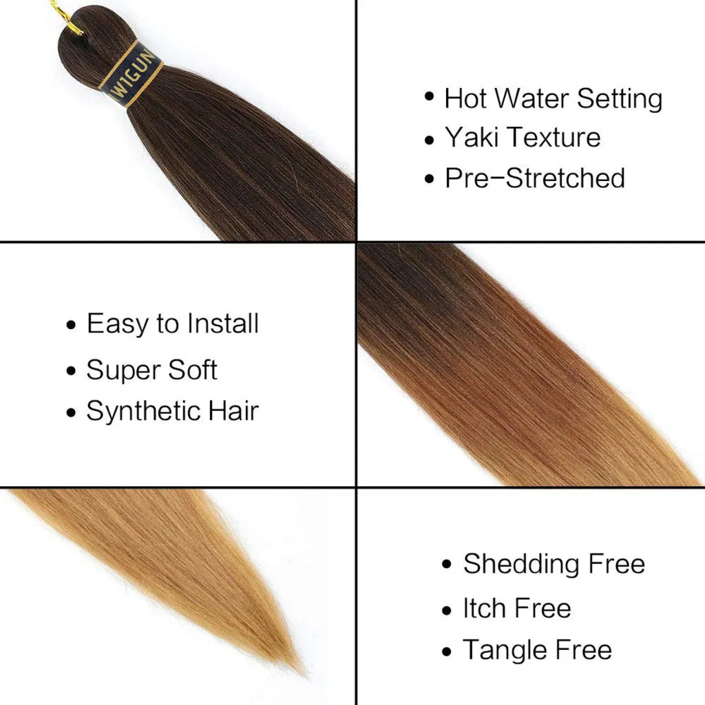Color: P2/350, Stretched Length: 26inches, Bulk Buy: 1Pcs/Lot - Kanekalon 26inch Hot Water Set Pre Stretched Jumbo Braiding Hair Box Twist Braids Synthetic Hair Extensions For Women Soft Yaki Taven