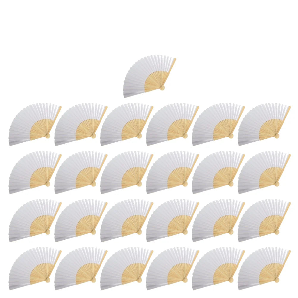 50/1pcs DIY Paper Bamboo Folding FanAdults Kid Hand Fans Calligraphy Painting Practice Blank White Fan for Wedding Room Decor TAVEN System LLC