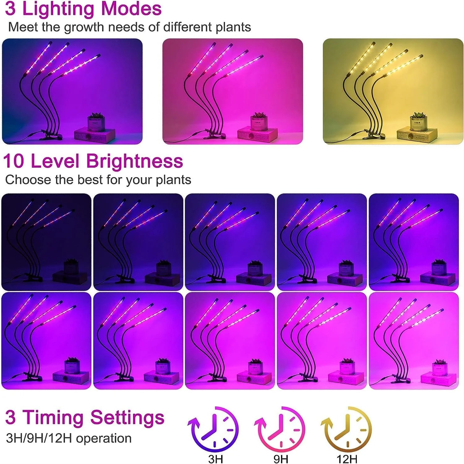 3 Colors LED USB Grow Light Phytolamp for Plants with Control Full Spectrum Fitolamp Lights Home Flower Seedling Clip Phyto Lamp TAVEN System LLC