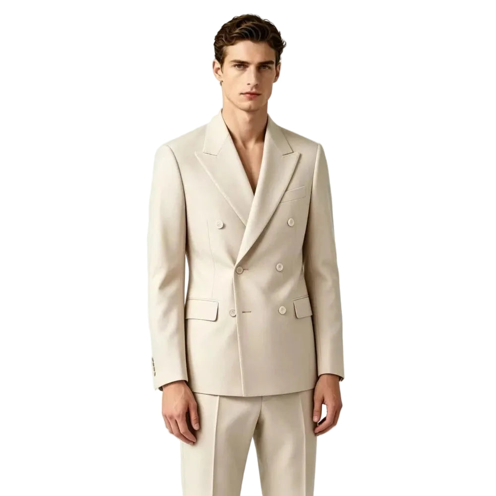 Men Double Breasted Wedding Suit Slim Fit 2 Piece Formal Blazer Set TAVEN System LLC