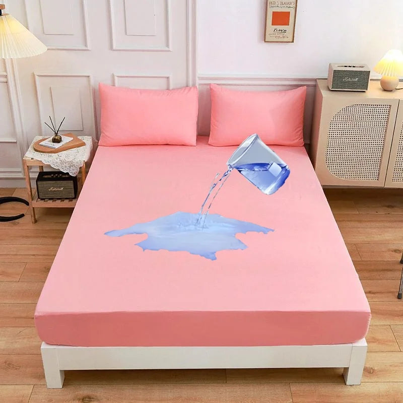Kuup Safe Waterproof Mattress Protector Soft Comfortable Breathable Solid Color Fitted Bedding Cover No Pillowcases Included TAVEN System LLC