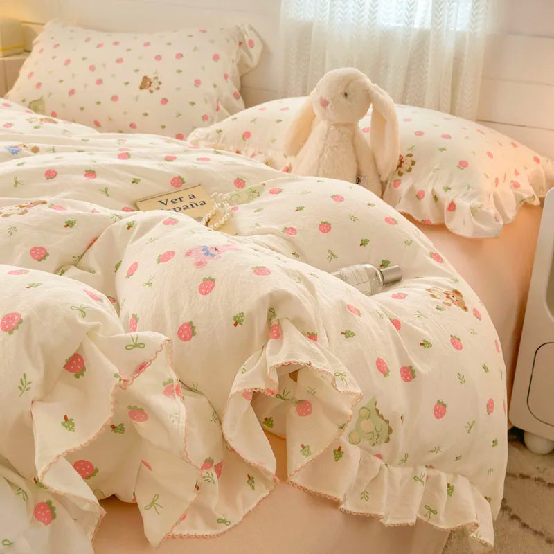 Bonenjoy Lace Duvet Cover Printed Home Quilts Cover Ruffles Comforter Covers Adults Kids Room Bedding (Pillowcase Need Order) TAVEN System LLC