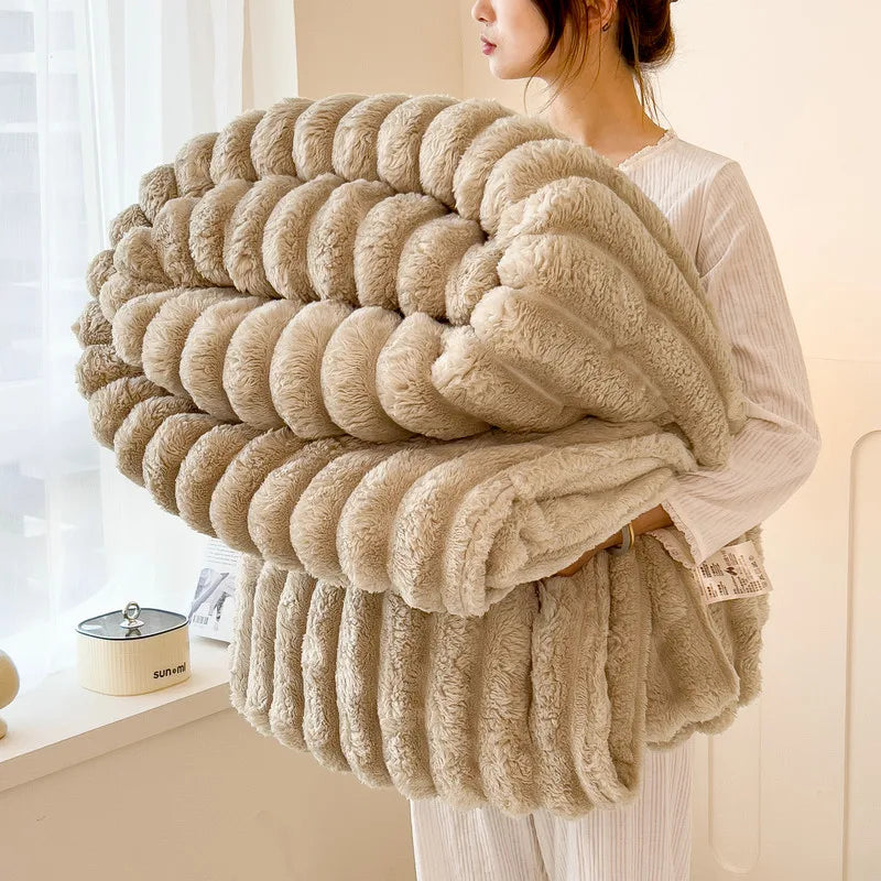 Thickened Wide Striped Flannel Multifunctional Blanket Spring, Can Be Used As Bed Sheet Cover Blanket, Sofa Blanket,nap Blanket TAVEN System LLC