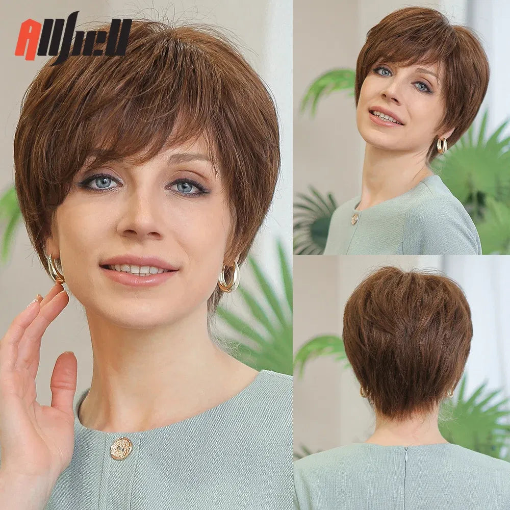 Hair Color: #1 - 100% Remy Human Hair Wigs Brown Short Pixie Cut Lace Front Wig for Women HD Transparent Human Hair Lace Frontal Wigs Taven