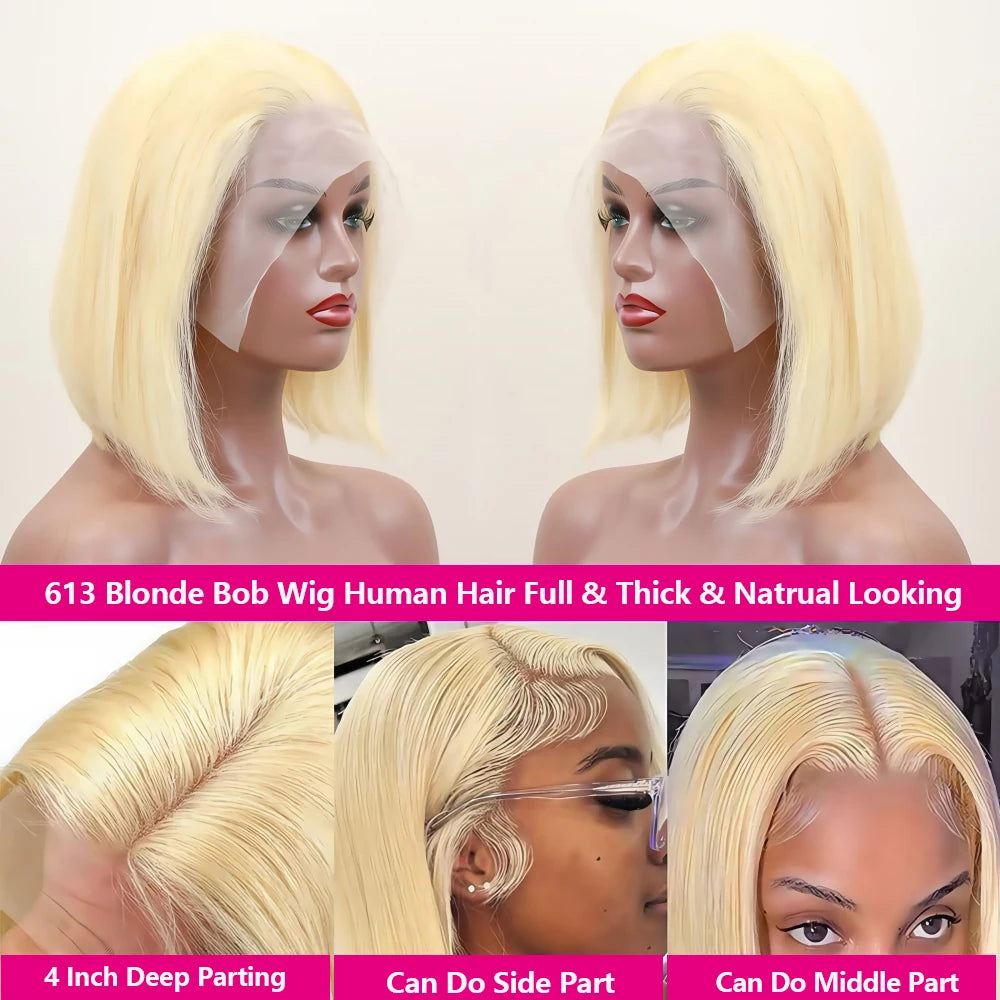 Blonde Short Bob Human Hair Lace Front Wig