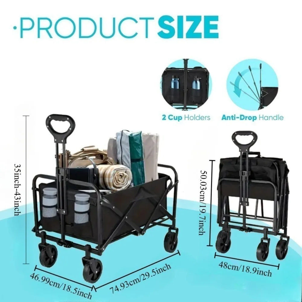 Collapsible foldable wagon cart with all terrain wheels for beach