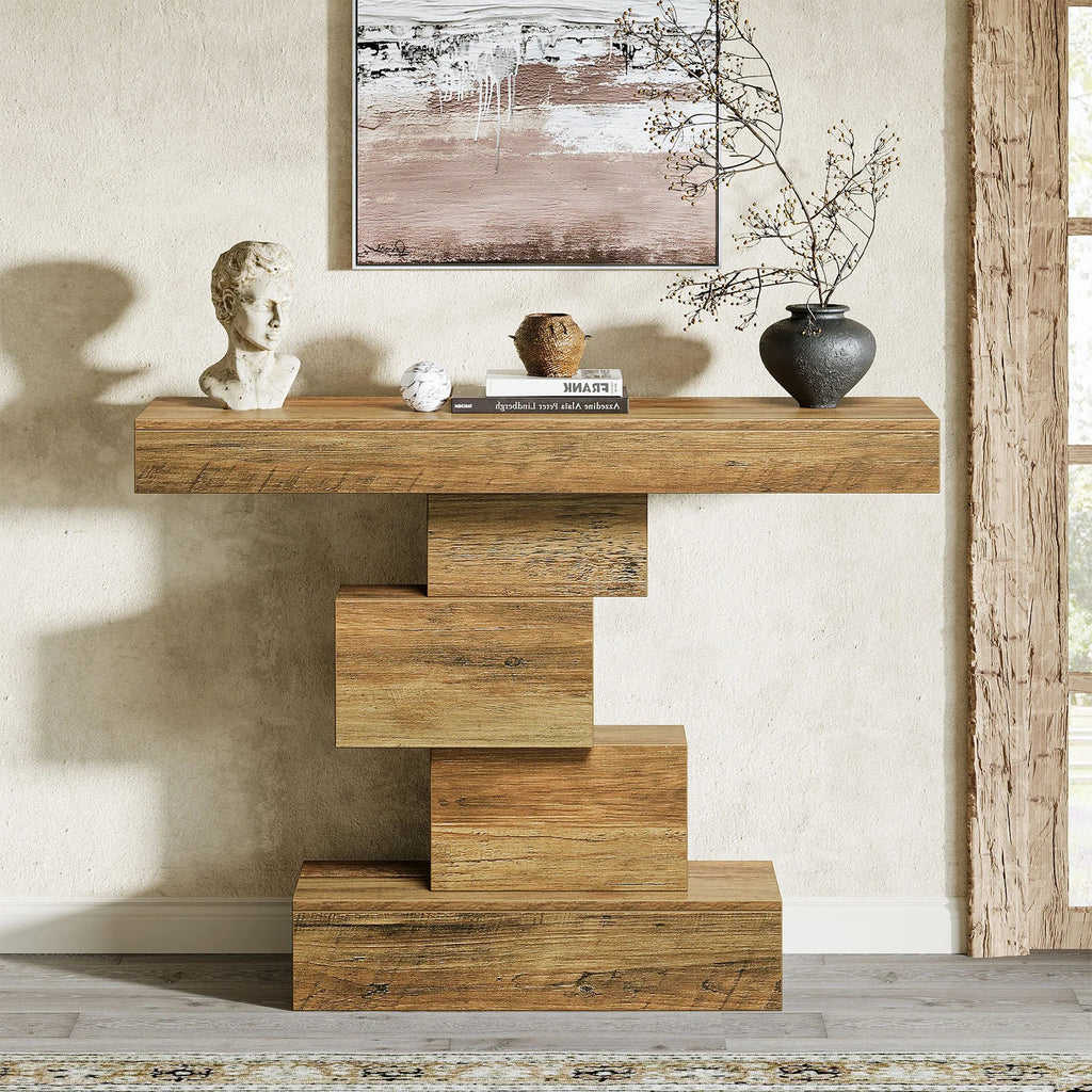 Tribesigns 42.5 Inch Farmhouse Console Table with Geometric Base TAVEN System LLC