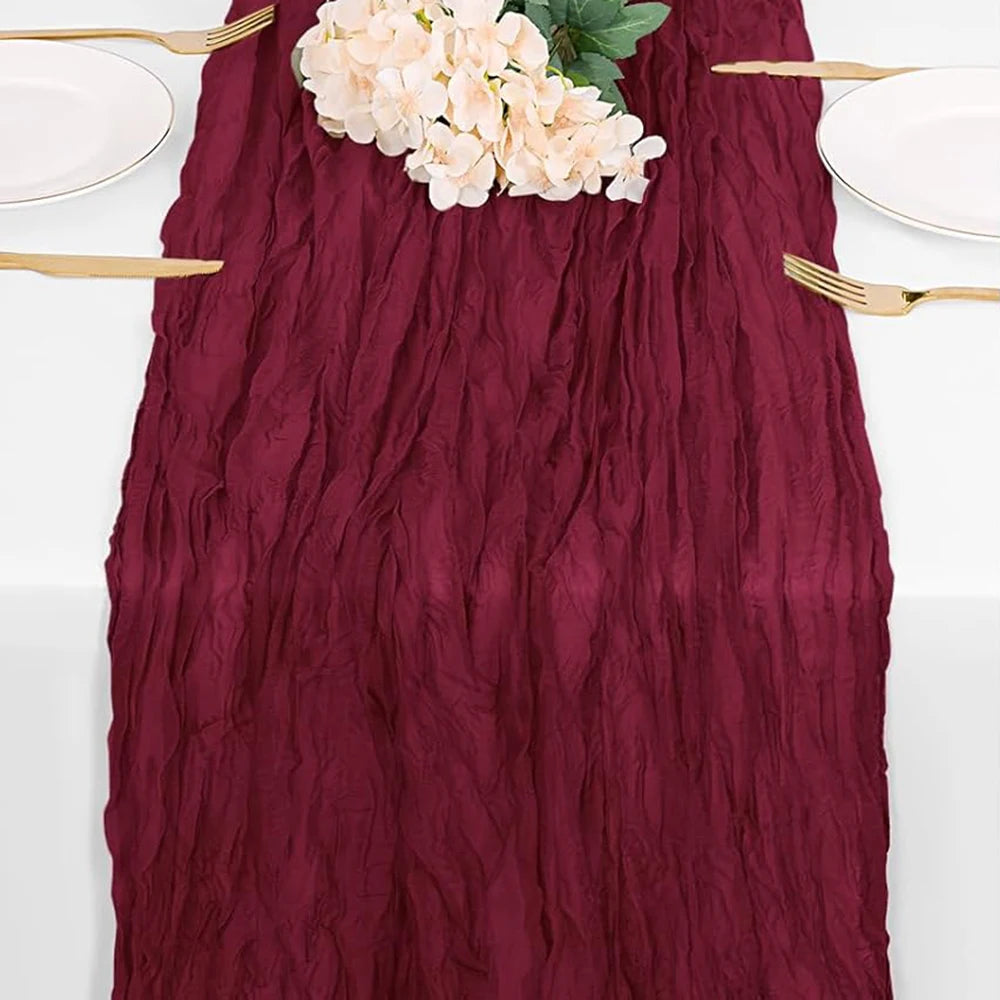 Burgundy Table Runner Cheesecloth Gauze Rustic Boho Cheese Cloth Table Runner Wedding Bridal Shower Birthday Party Decorations TAVEN System LLC