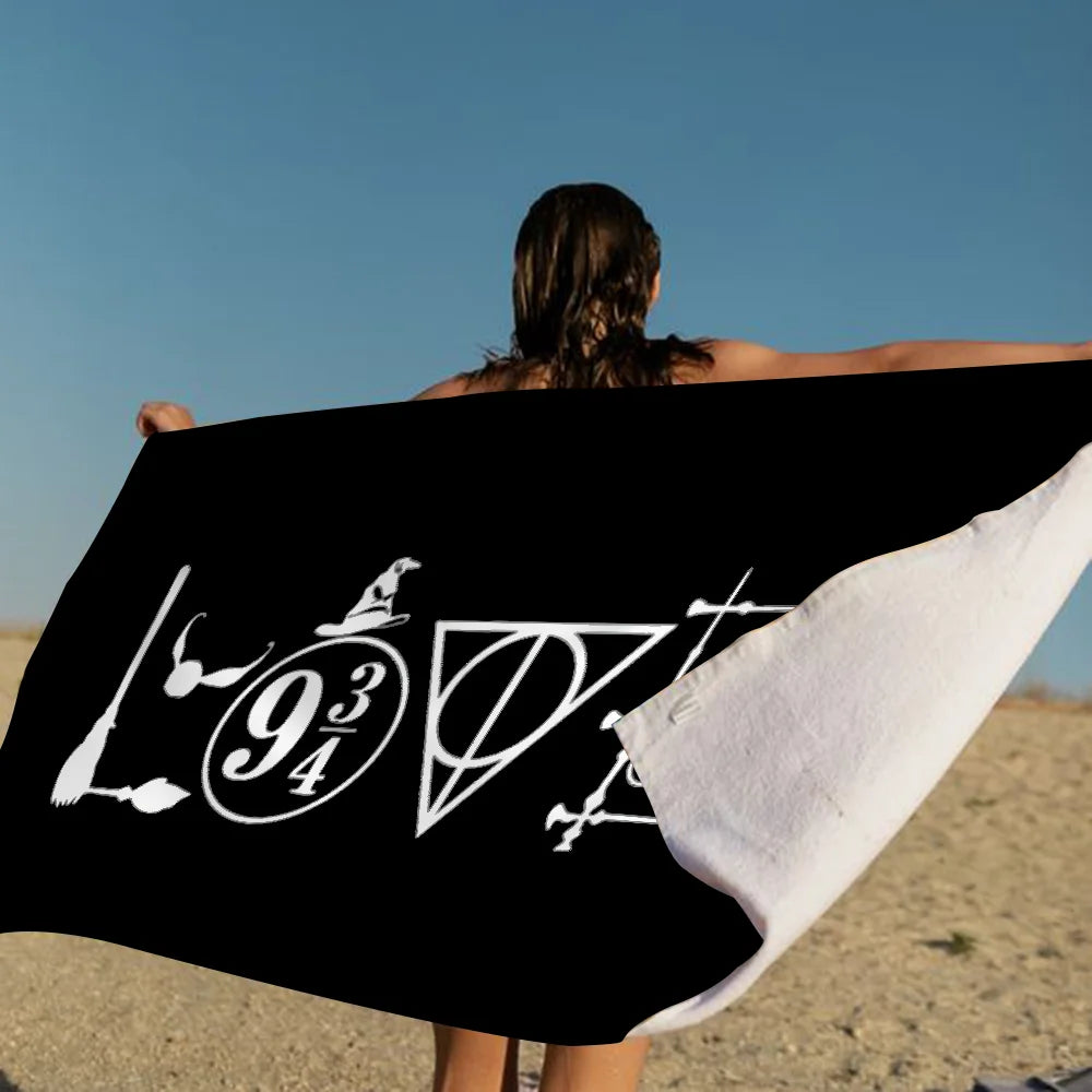 Boys-potter-Harries Logo Beach Towel Cartoon Cute Summer Large Bath Pool Beach Towel Microfiber Absorbent for Swimming Travel TAVEN System LLC