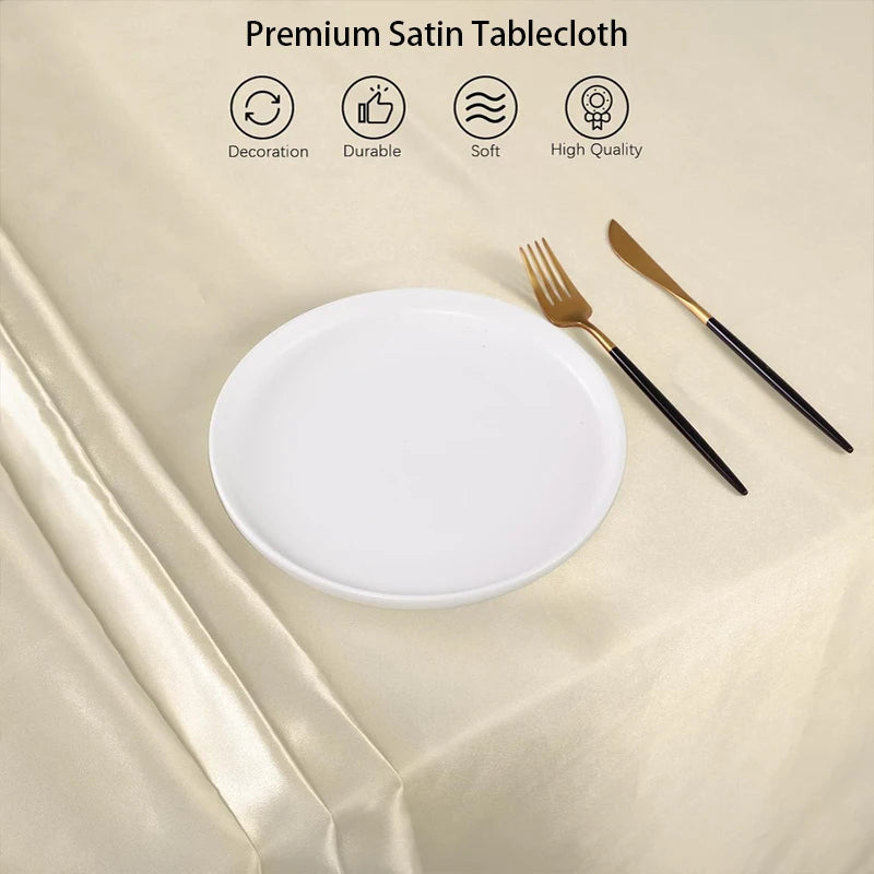 Rectangle Wedding Satin LargeTablecloth Bright Smooth Silk Table Cover Christmas Anniversary Dining Party high-end Table Decor TAVEN System LLC