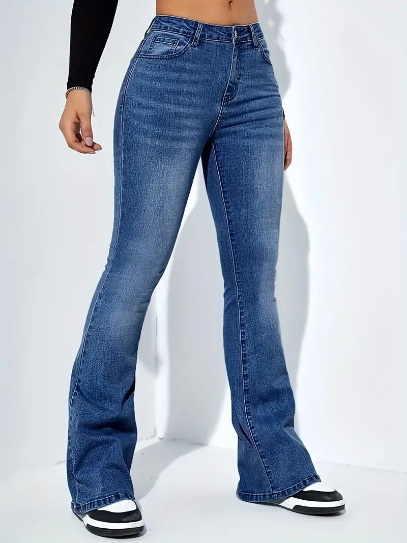 Women's High Waist Stretch Flare Jeans Vintage Y2K Bell Bottom Pants TAVEN System LLC