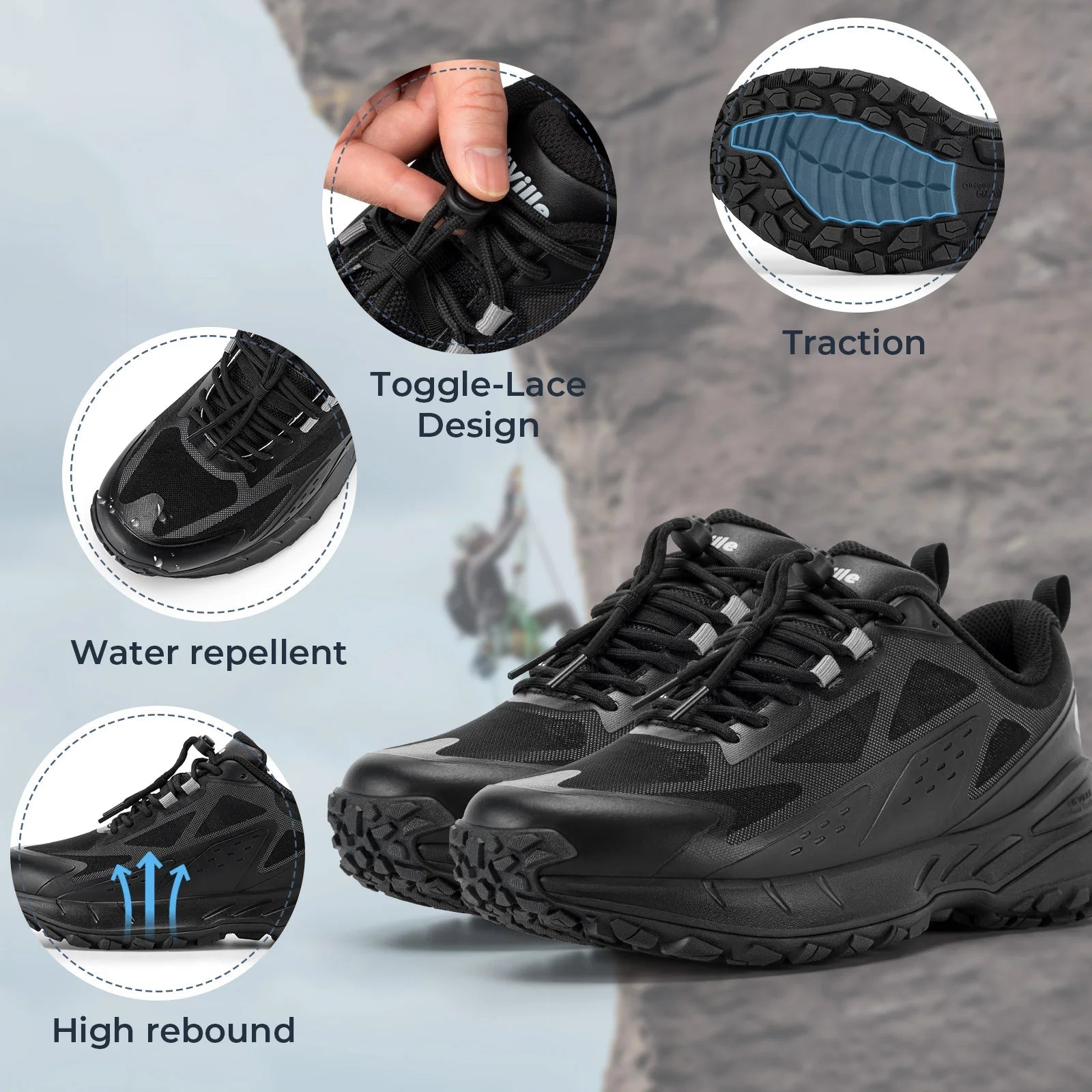 FitVille men's wide hiking shoes with arch support and grip sole