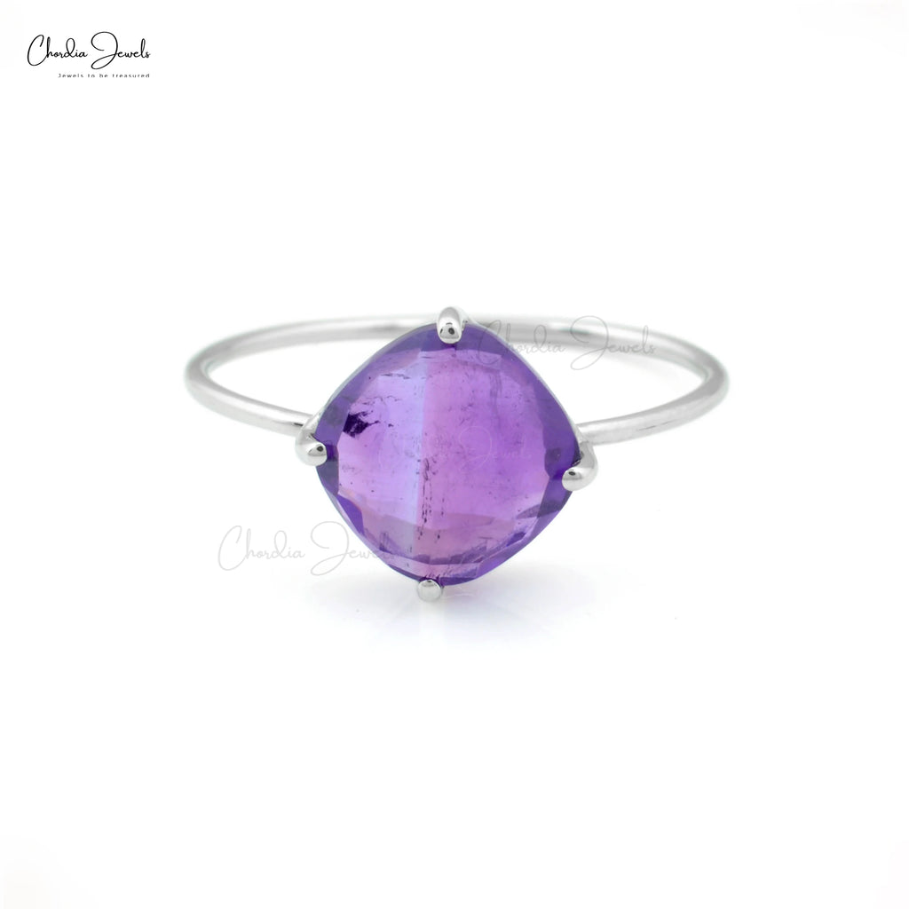 Trending Products Natural 8mm Prong Set Amethyst Gemstone Ring with 14k White Gold Solitaire Ring Ready to Ship Size US-6.5 TAVEN System LLC