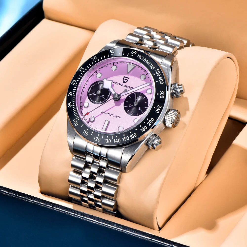 PAGANI DESIGN Men Watches New Pink BB Panda Dial Chronograph Fashion Luxury Quartz Watch For Men VK64 Movt Waterproof Watch 2026 - TAVEN System LLC