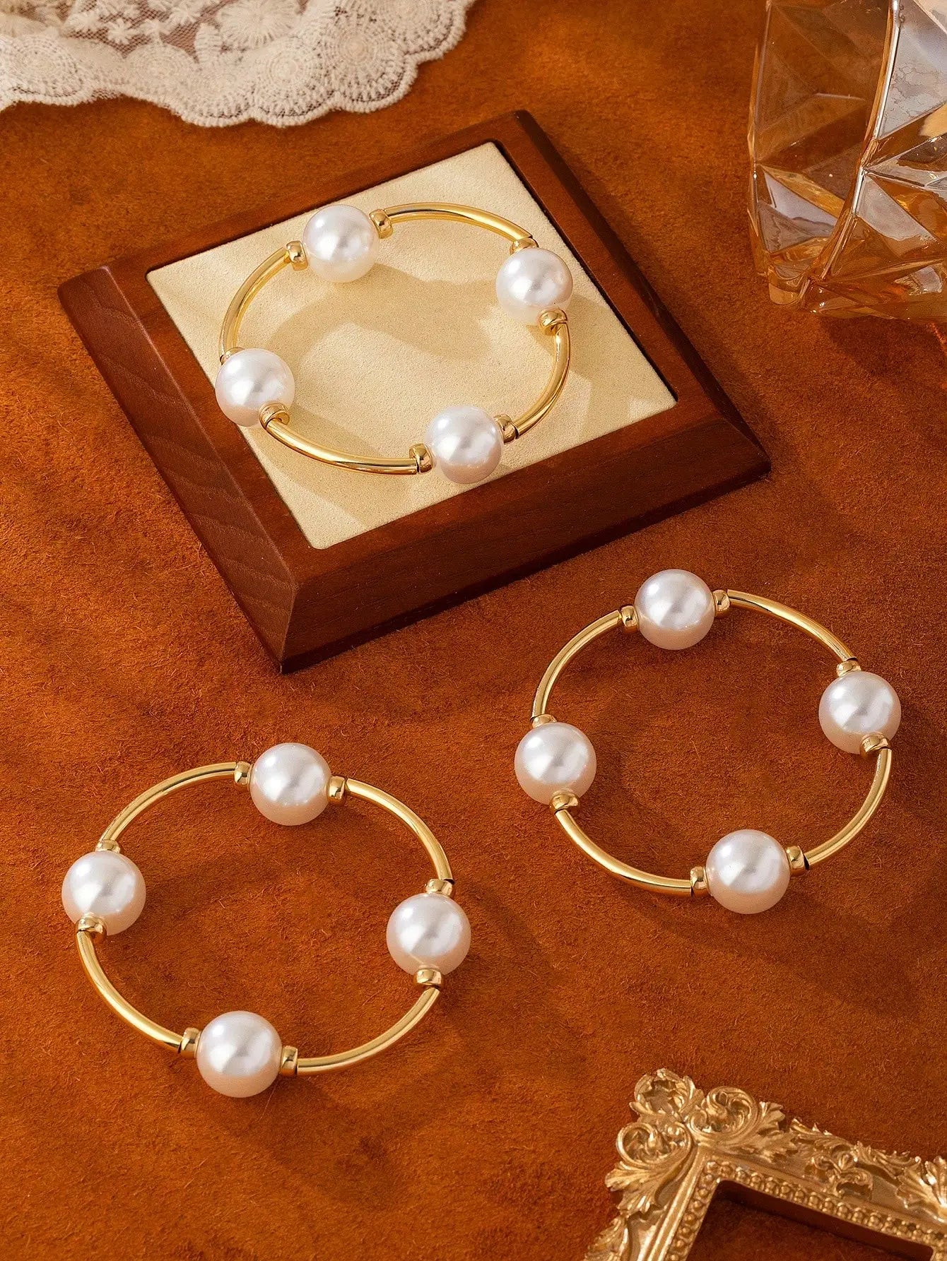3-piece retro pearl bracelet set, European and American style, suitable for women's beach, dating, fashion photography, holiday TAVEN System LLC