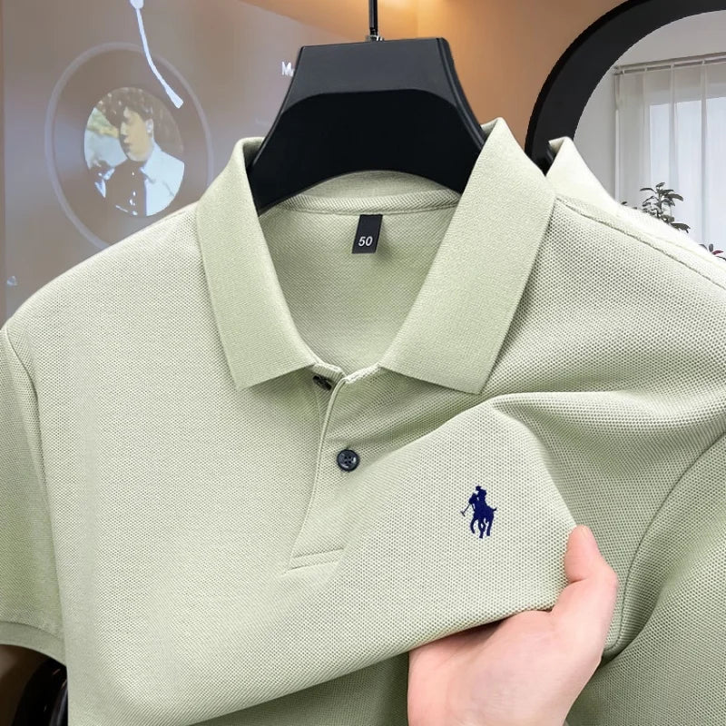 100% pure cotton high-end brand men's short sleeve polo shirt 2026 summer luxury fashion pony embroidery golf top casual T-shirt TAVEN System LLC