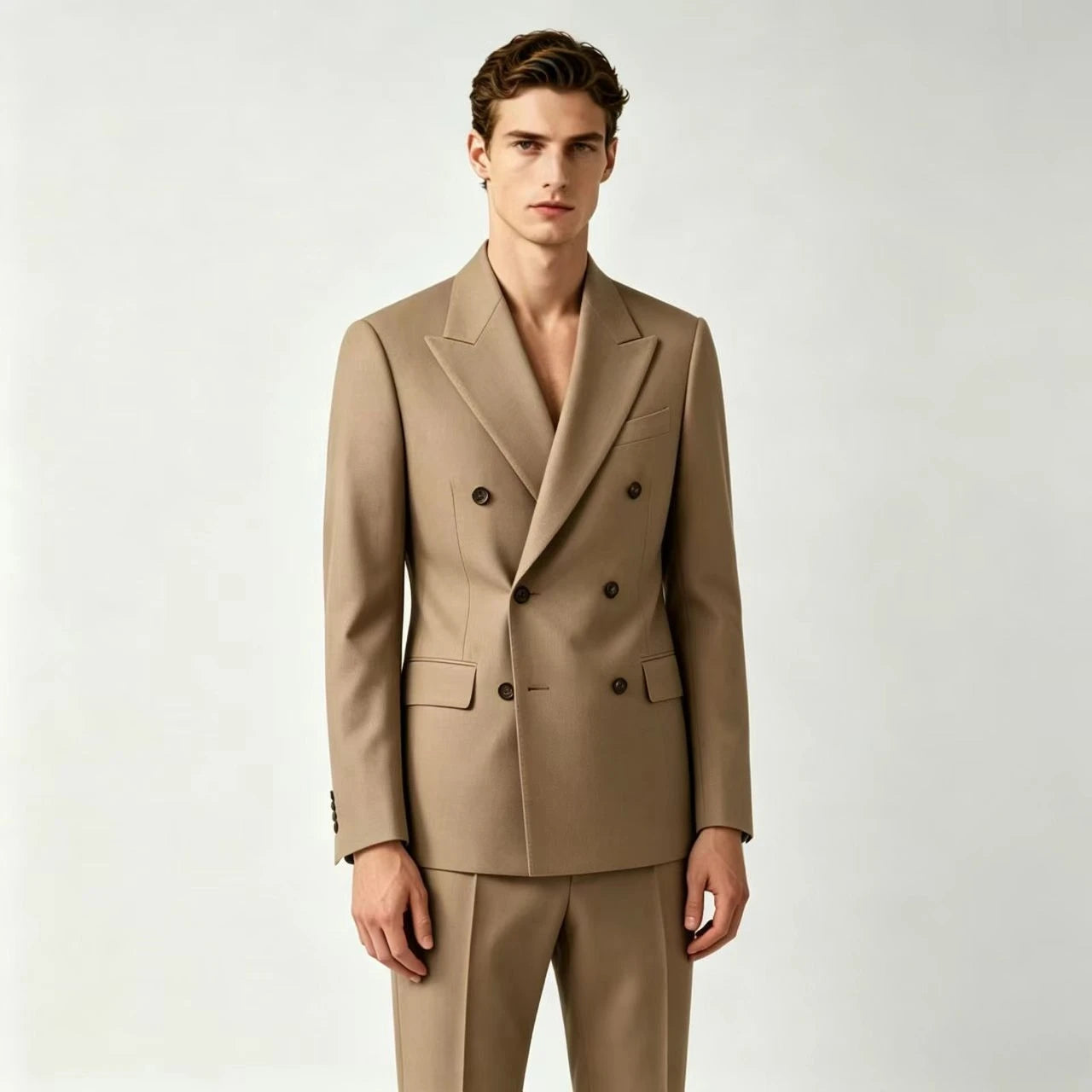 Men Double Breasted Wedding Suit Slim Fit 2 Piece Formal Blazer Set TAVEN System LLC