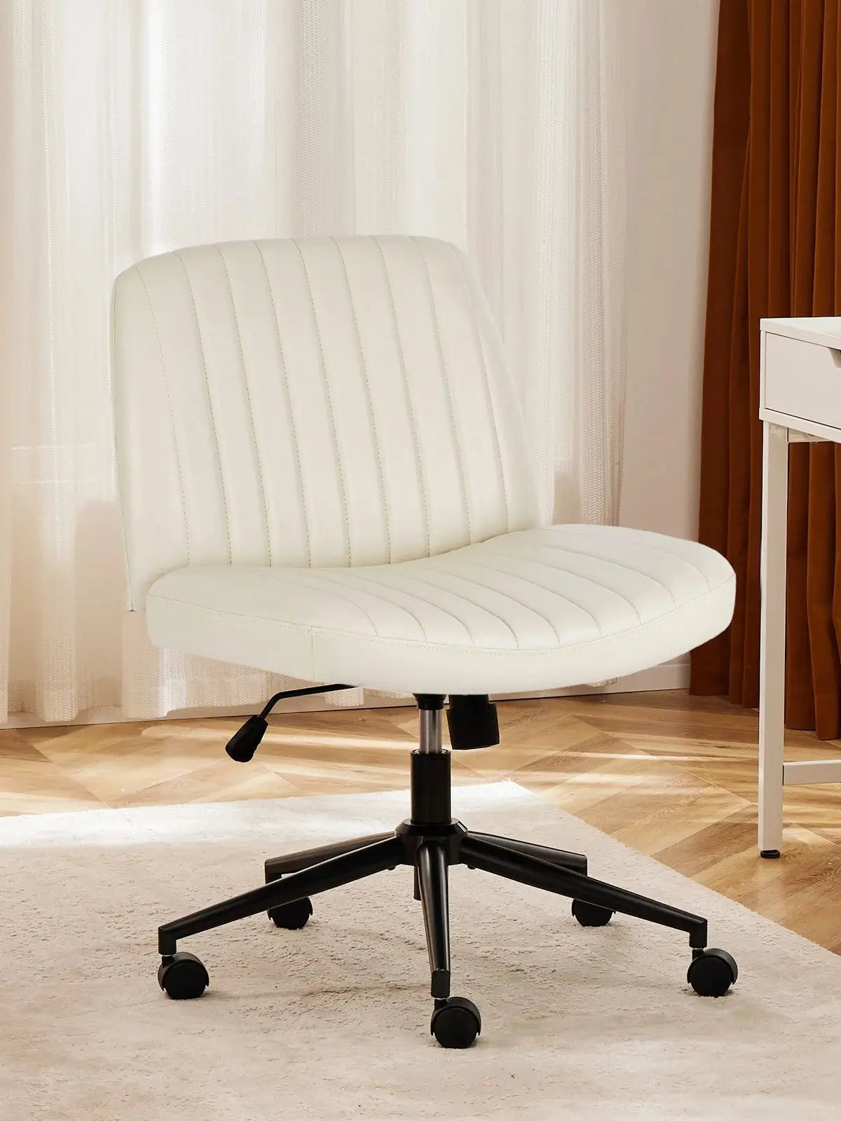 JHK Armless PU Leather Office Chair with Wheels Height Adjustable TAVEN System LLC