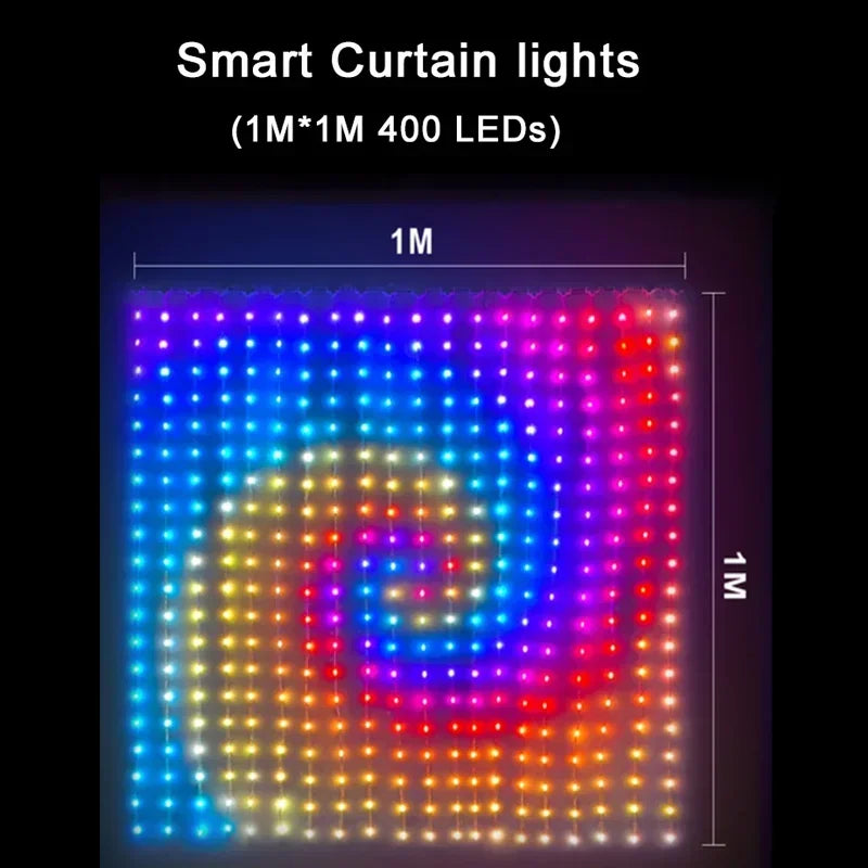 400 LED Smart Curtain Lights with App Music Sync Fairy String TAVEN System LLC