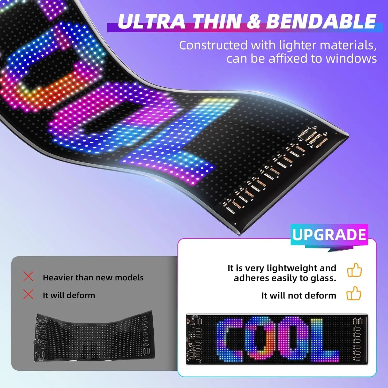 USB Programmable Scrolling LED Sign with Bluetooth App Control, Waterproof Flexible Custom Matrix Panel Display for Car, Store TAVEN System LLC