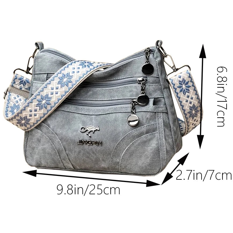 Women Vintage Canvas Crossbody Bag Multi Pocket Shoulder Hobo Bag TAVEN System LLC