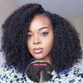 Hair Color: Natural Color, Stretched Length: 12INCHES, Density: 180% - Afro Kinky Curly V Part Human Hair Wigs No Leave Out Natural Black Machine Made Upgrade U Part Curly Wigs Indian Hair For Women Taven