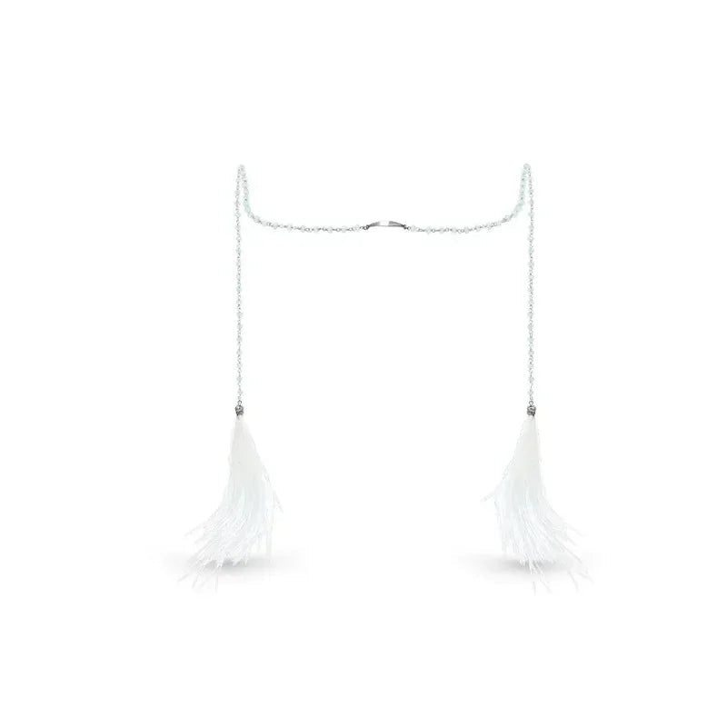 LENNIK Bead Tassel Face Chain Fashion New Feather Face Chain Personalized Design Street Photography Women Accessories Jewellery TAVEN System LLC