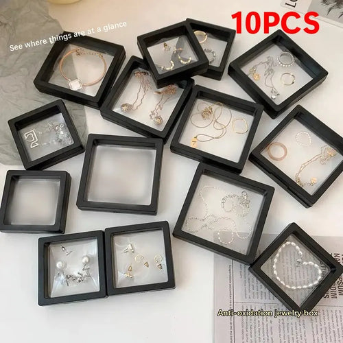 10Pcs PE Film Jewelry Storage Box 3D Packaging Case Free Stand Floating Frame Membrane Ring Earrings Necklace Display Holder TAVEN System LLC