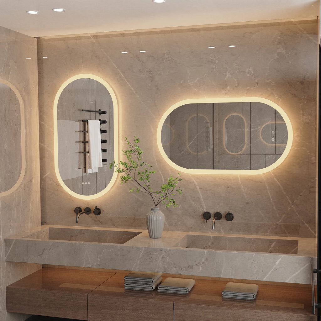 Led Bathroom Mirror for Wall Mounted Oval Lighted Vanity Mirror with Lights Backlit, Frameless Wall Mirror with Lights Anti-Fog TAVEN System LLC