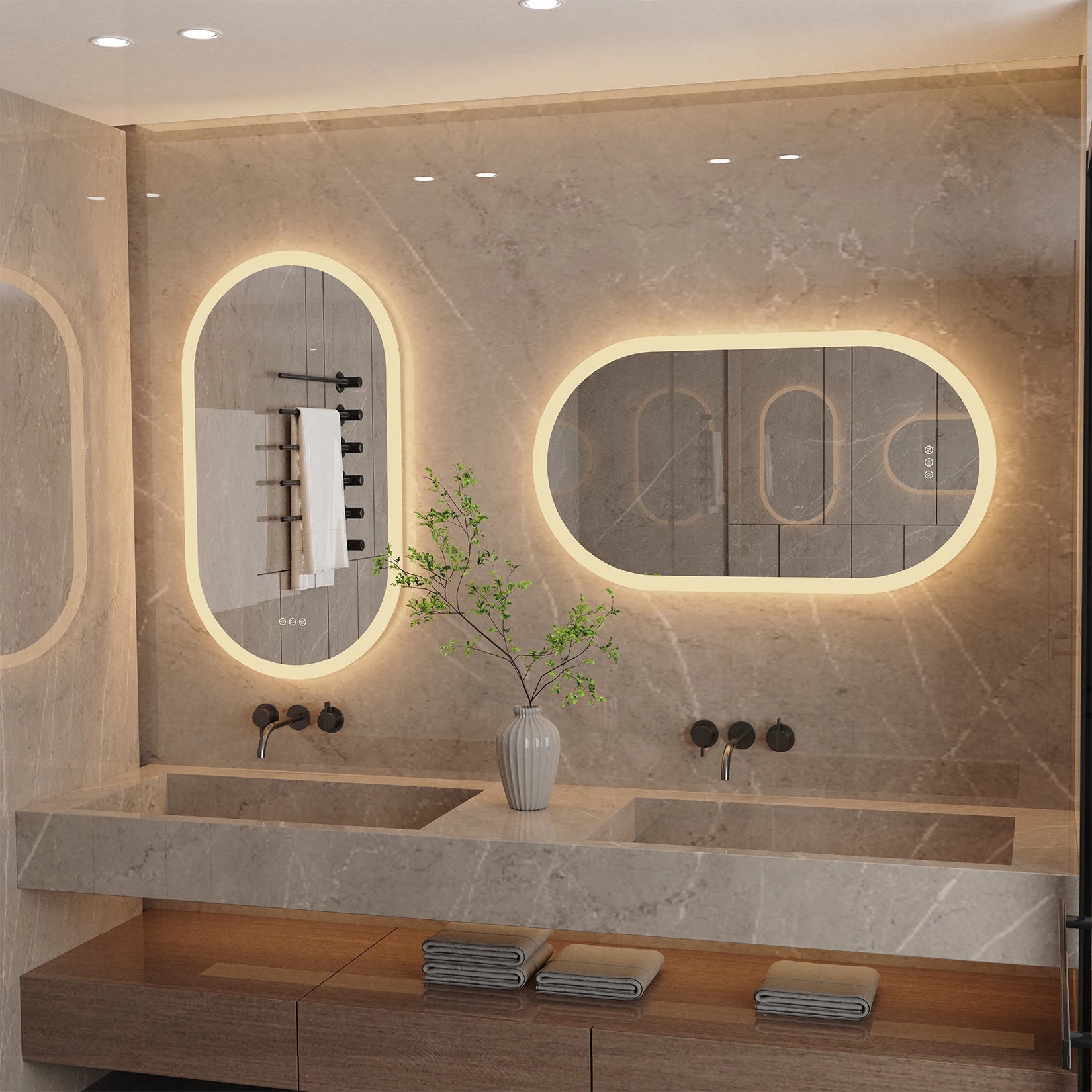 Led Bathroom Mirror for Wall Mounted Oval Lighted Vanity Mirror with Lights Backlit, Frameless Wall Mirror with Lights Anti-Fog TAVEN System LLC
