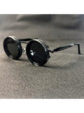 Men's Retro Spandex Style Rotating Sunglasses - Adjustable Brightness Steampunk Style Alloy Frame, Black And Gray Gradient Lenses, Travel And Fashion Accessories, Sunglasses, Party Sunglasses, Suitable For Bohemian Style Sung - TAVEN System LLC