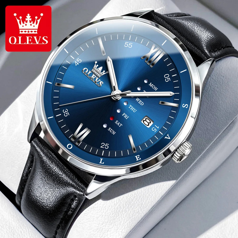 OLEVS 2931 Men Watch Fashion Simple Leather Waterproof Luminous Calendar Chronograph Luxury Brand Sports Quartz Men Watch Reloj TAVEN System LLC
