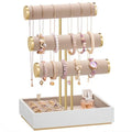 Bracelet Holder Stand, Jewelry Display Stand, Jewelry Organizer, with 3 Tiers and Velvet Tray, Removable Ring Holder, Cloud Whi TAVEN System LLC
