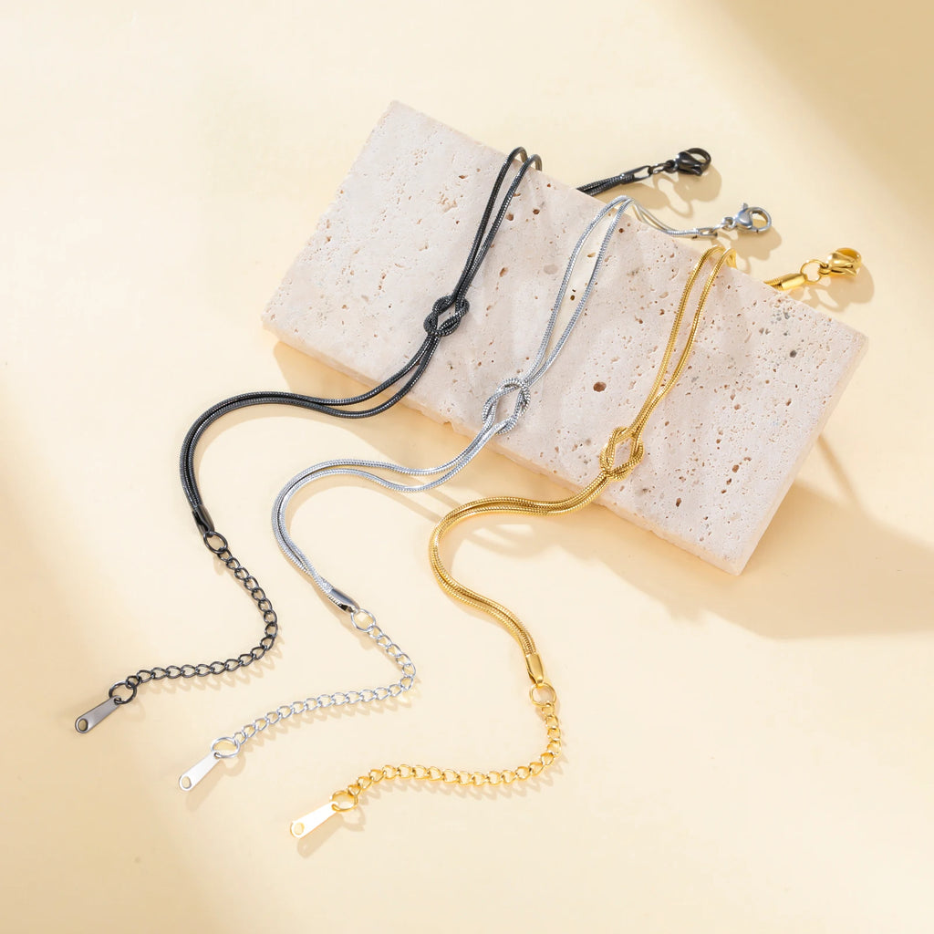 Cazador Gold Color Love Knot Double Snake Chain Bracelet Stainless Steel Trendy Bracelets for Women Men Jewelry Mother's Gift TAVEN System LLC