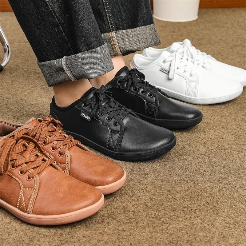 Mens Artificial Leather Wide Barefoot Shoes Unisex Plus Size Male Outdoor Minimalist Sneakers Women Zero Drop Casual Walking TAVEN System LLC