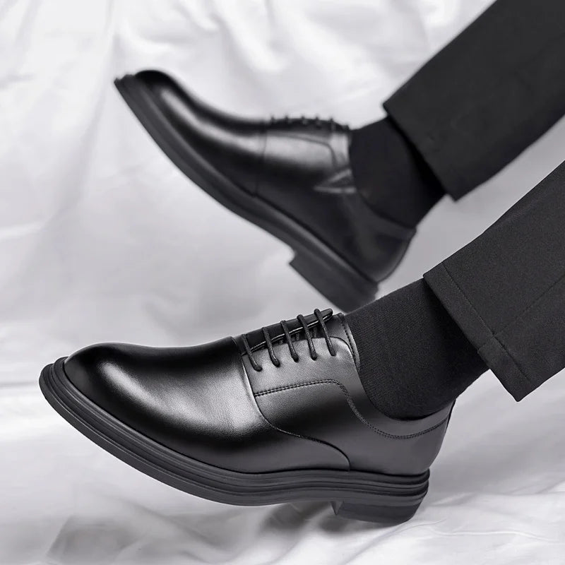 Business Men Oxford Leather  Elevator Shoes Lift Sole Man Height Increase  Insole 6CM  Office Daily Life British TAVEN System LLC