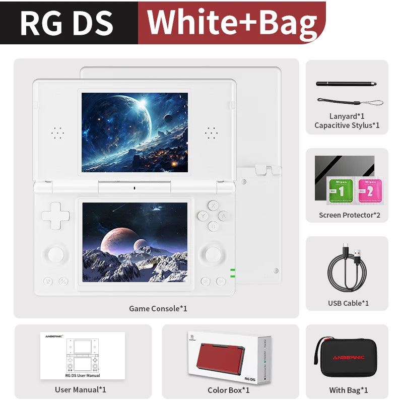 Anbernic RG DS Handheld Game Console 4" IPS Dual Screen Android 4000mAh Flip Video Games Player Supports RixelHK Wifi Streaming TAVEN System LLC