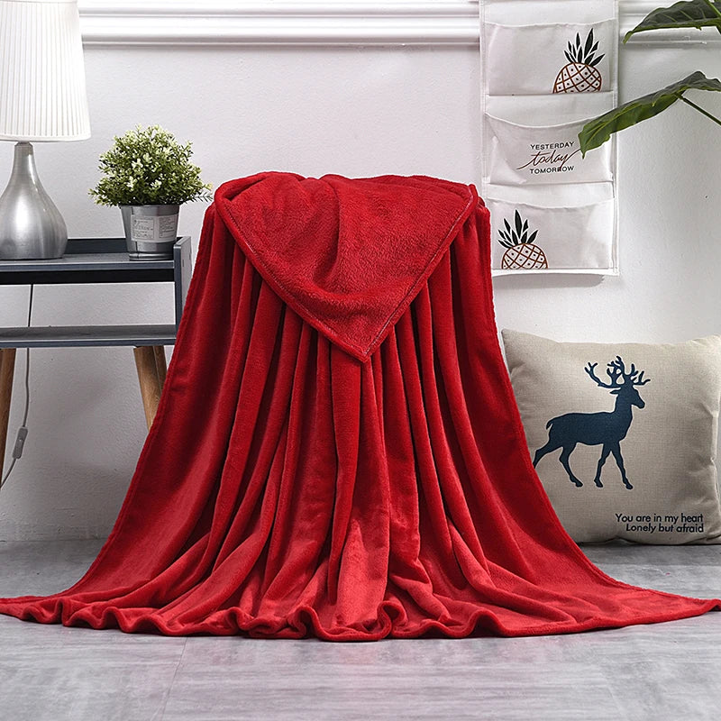Soft Warm Blankets For Beds Winter Warm Coral Velvet Solid Sofa Cover Bedspread Winter Plaid Blankets Winter Sheet Bedspread TAVEN System LLC
