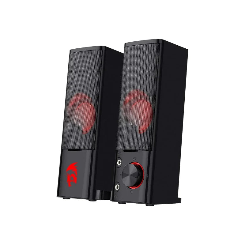 Redragon GS550 PC Gaming Speakers 2.0 Channel Desktop Computer Sound Bar  Quality Bass & Decent Red Backlit TAVEN System LLC
