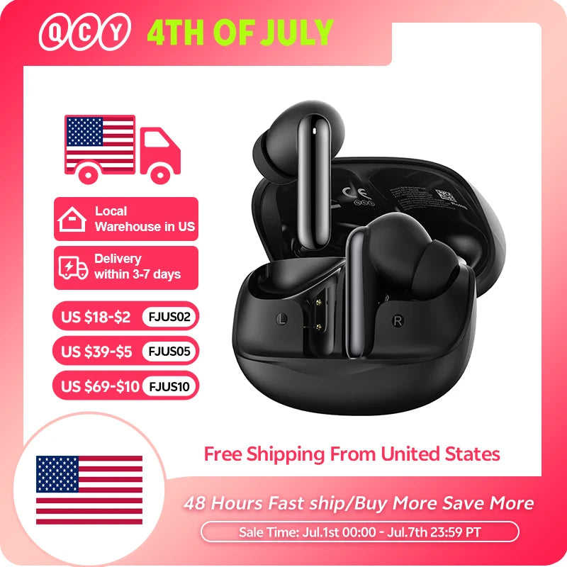 QCY Melobuds N50 ANC Bluetooth 5.4 Wireless Earphones Active Noise Cancellation 6 Mics Clear Call Earbuds Multipoint Connection TAVEN System LLC
