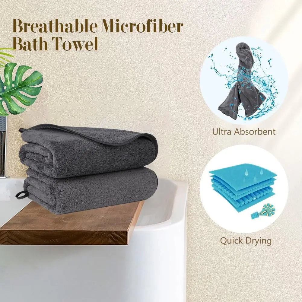 Bath Towels Pack of 2(27'' x 54'') - Soft Feel, Highly Absorbent, Quick Drying Microfiber for Body, Sport, Yoga, SPA, Fitness - TAVEN System LLC