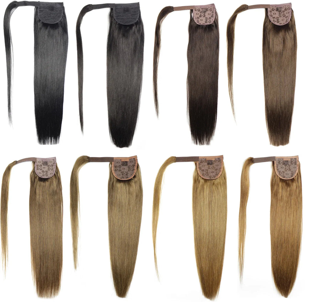 Color: #10, Life Span: 6 Months With Proper Care, Stretched Length: 24inches, Longest Hair Proportion: 35%-45% - ZZHAIR 100% Human Hair Extensions 16"-28" Machine Made Remy Magic Wrap Around Ponytail 60g-120g Clip In Horsetail Stragiht Taven