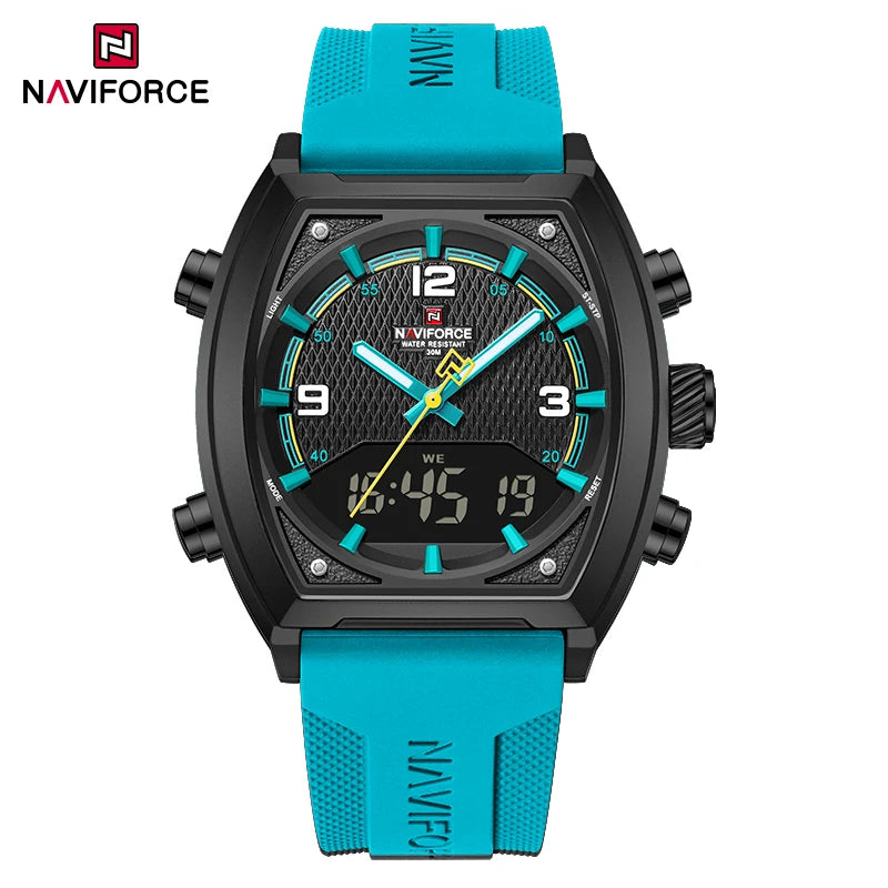 NAVIFORCE Men's Watch Business Simple Original Quartz Watches for Man Waterproof Luminous Silica Band Quartz Analog LCD Display - TAVEN System LLC