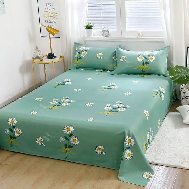 Queen Size Bed Sheet Single Soft Brushed Cotton Bedding Rustic Design All Seasons Breathable 1.6m Double Bed Sheet TAVEN System LLC